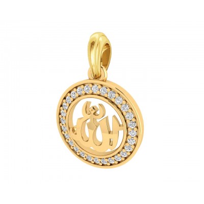 Allah 12mm charm in hallmarked Gold with round brilliant diamonds
